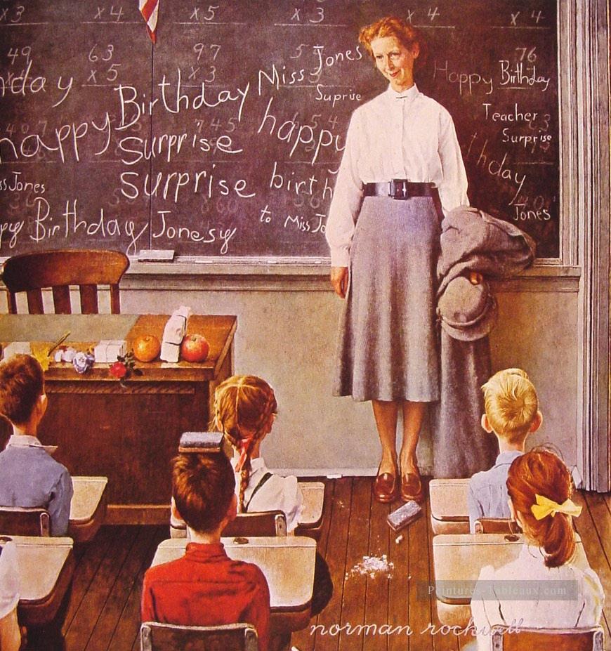 教師の誕生日 1956 年ノーマン ロックウェル油絵